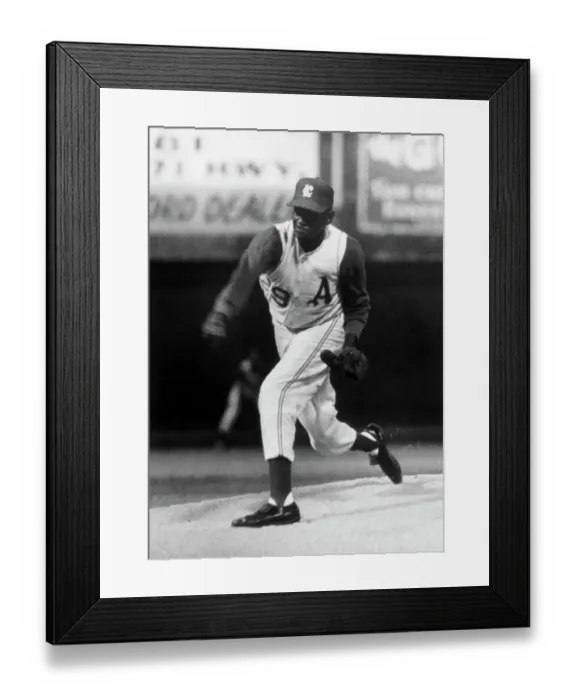 Framed Print : Satchel Paige Pitching for Kansas City Athletics