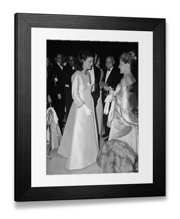 Framed Print : Portrait of Jackie Kennedy Wearing Satin Evening Coat Framed Print : Portrait of Jackie Kennedy Wearing Satin Evening Coat