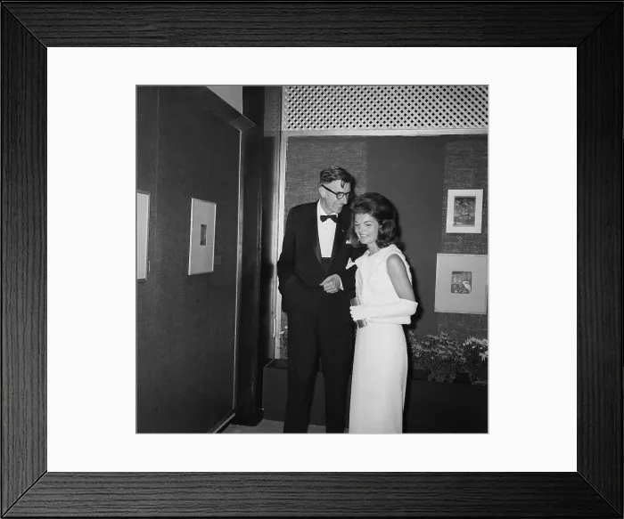 Framed Print : Jackie Kennedy with John K Galbraith at Gallery Framed Print : Jackie Kennedy with John K Galbraith at Gallery