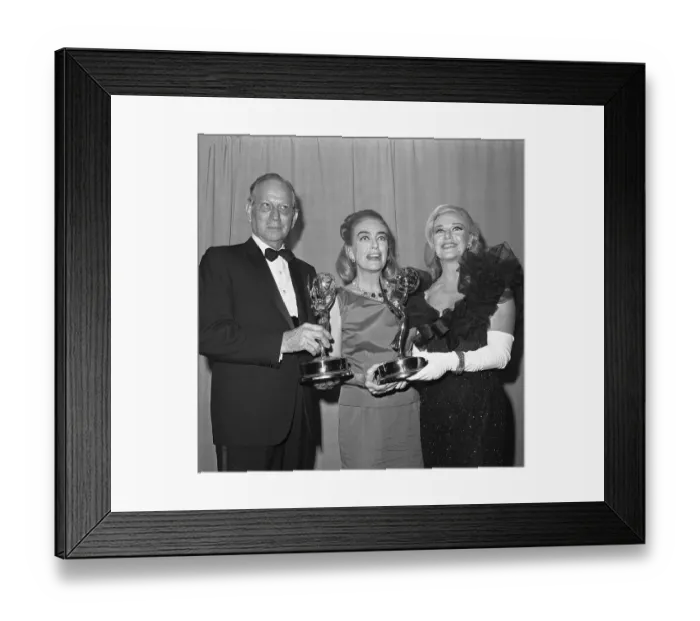 Framed Print : Melvyn Douglas, Joan Crawford, and Ginger Rogers Holding Emmys