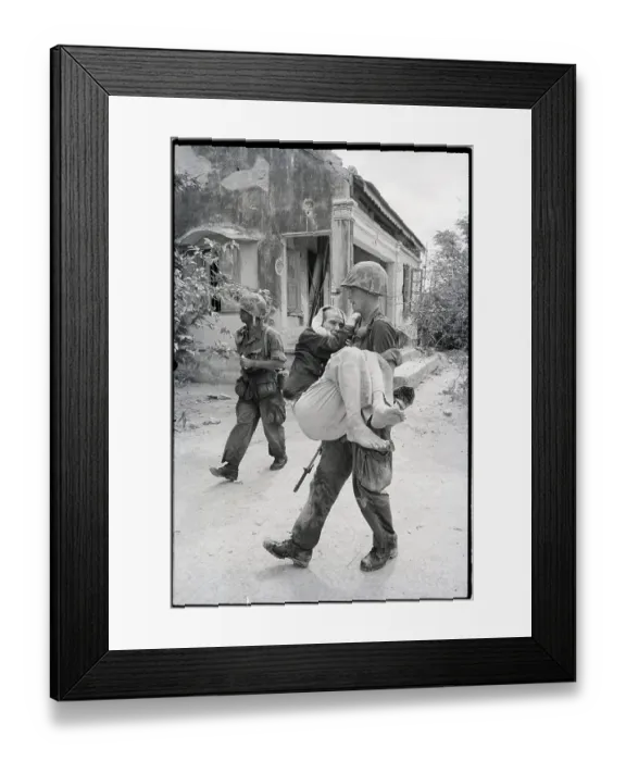 Framed Print : Marine Carries Sick Senior Vietnamese Framed Print : Marine Carries Sick Senior Vietnamese