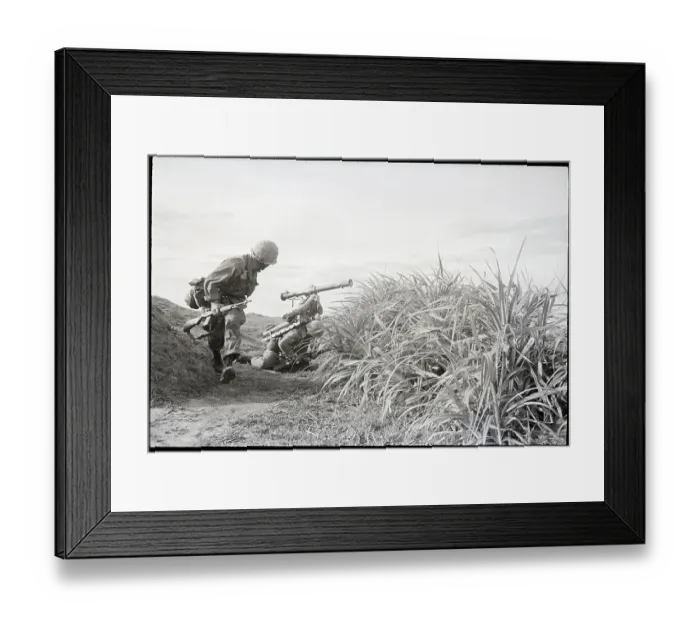 Framed Print : Marine Walking Behind Rifle Team Framed Print : Marine Walking Behind Rifle Team