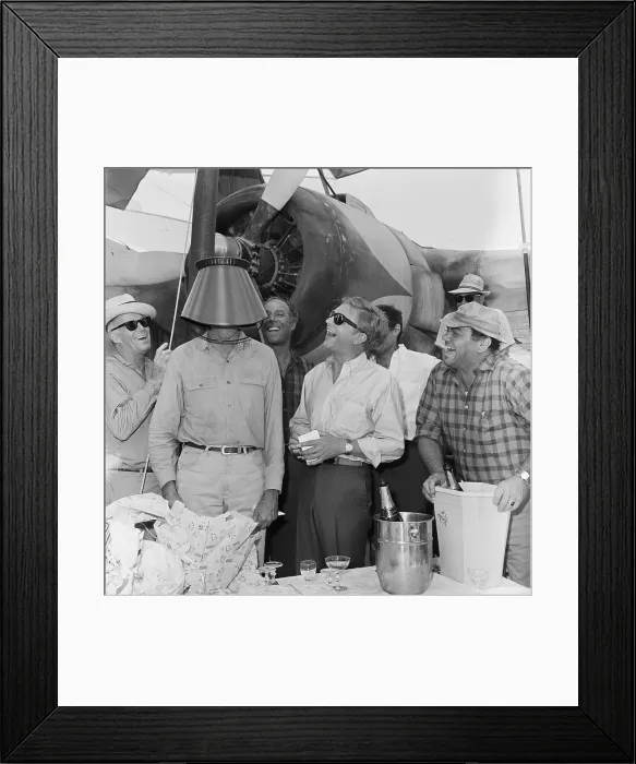 Framed Print : Jimmy Stewart with Bucket on Head Framed Print : Jimmy Stewart with Bucket on Head