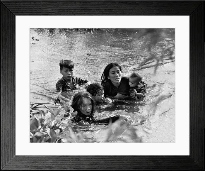Framed Print : Vietnamese Mother And Children Flee Village Bombing Framed Print : Vietnamese Mother And Children Flee Village Bombing