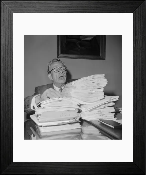Framed Print : Everett M. Dirksen Reviewing Material Framed Print : Everett M. Dirksen Reviewing Material