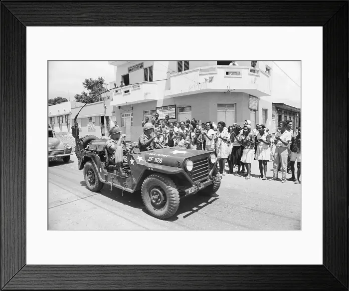 Framed Print : Dominican Crowd Jeers At U.S. Troops Framed Print : Dominican Crowd Jeers At U.S. Troops