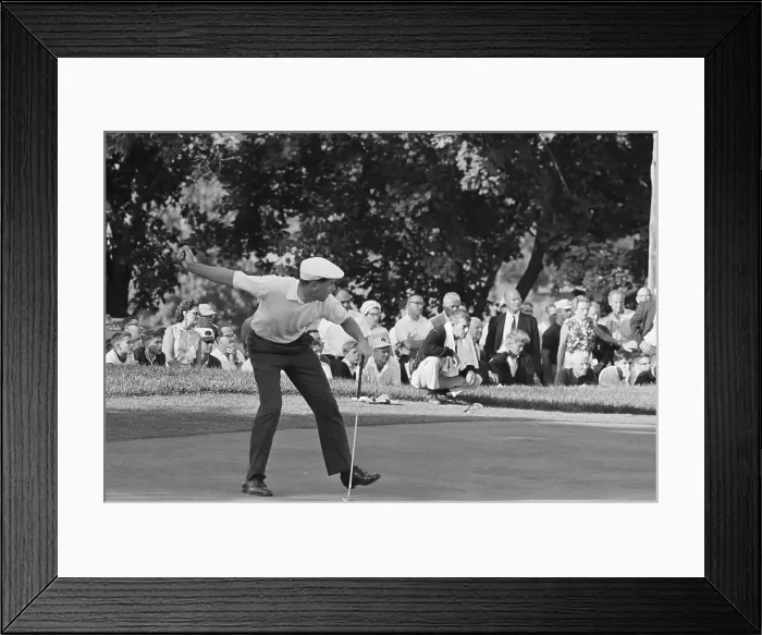 Framed Print : Golfer Clive Clark Watching Putt Sink Framed Print : Golfer Clive Clark Watching Putt Sink