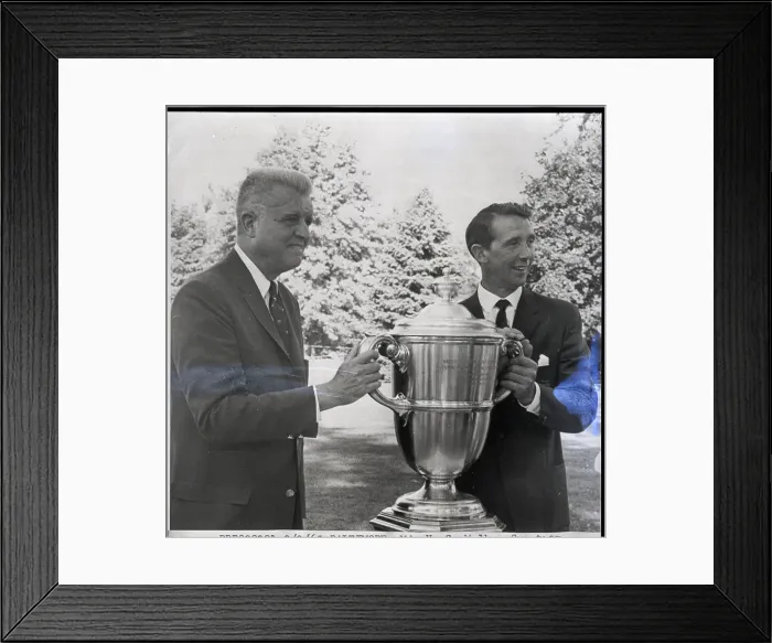Framed Print : Johnny Fisher and Joe Carr with Golf Trophy Framed Print : Johnny Fisher and Joe Carr with Golf Trophy