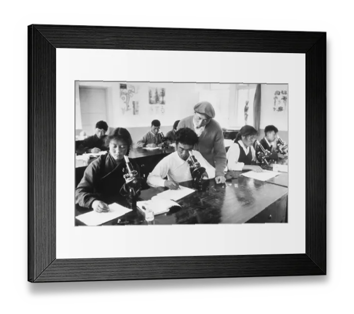 Framed Print : Tibetan Teacher with Students Performing Experiments Framed Print : Tibetan Teacher with Students Performing Experiments