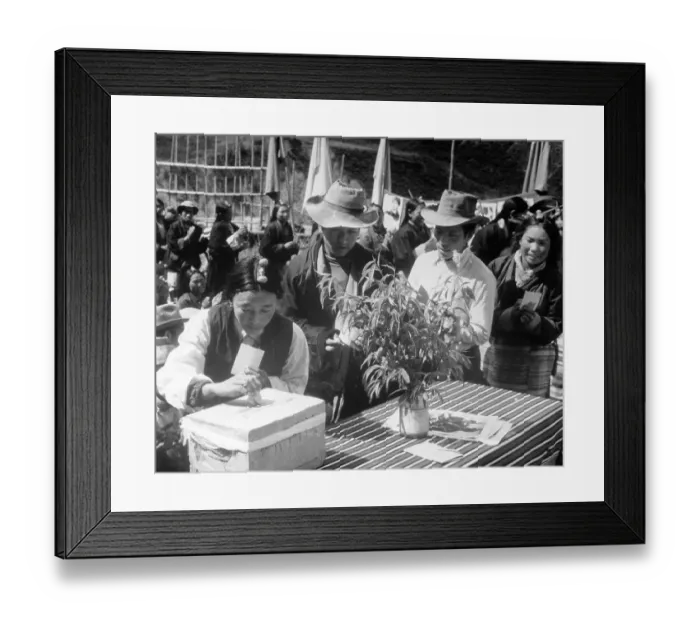 Framed Print : Tibetan Citizens Casting Their Ballots in Box Framed Print : Tibetan Citizens Casting Their Ballots in Box