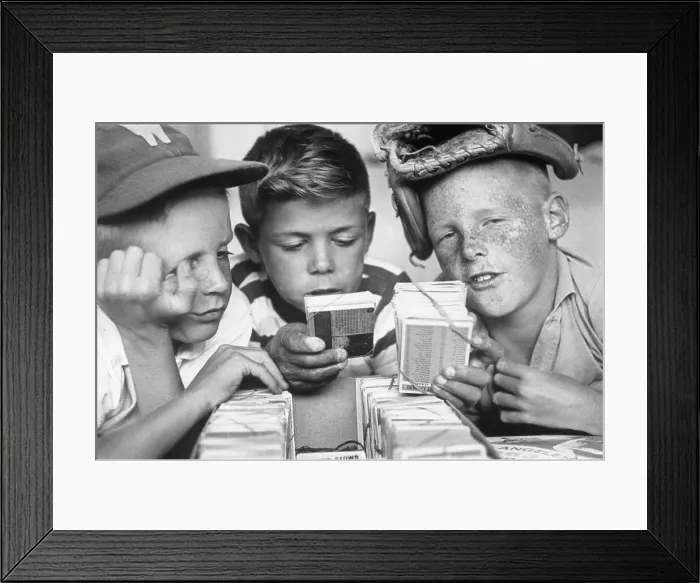 Framed Print : Boys Collecting Baseball Cards Framed Print : Boys Collecting Baseball Cards