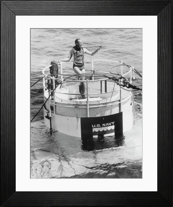 Framed Print : Scott Carpenter Signaling Atop Sealab II Framed Print : Scott Carpenter Signaling Atop Sealab II