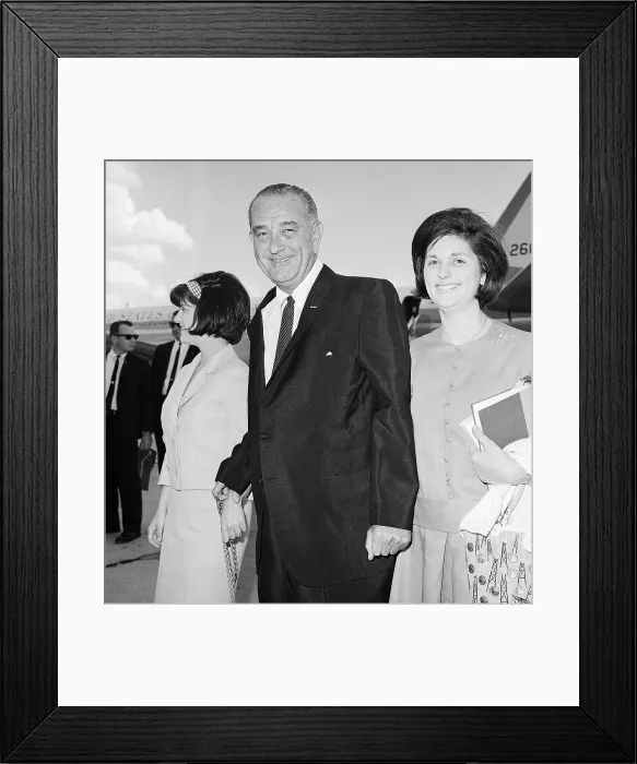 Framed Print : Lyndon and Lady Bird Johnson Arriving