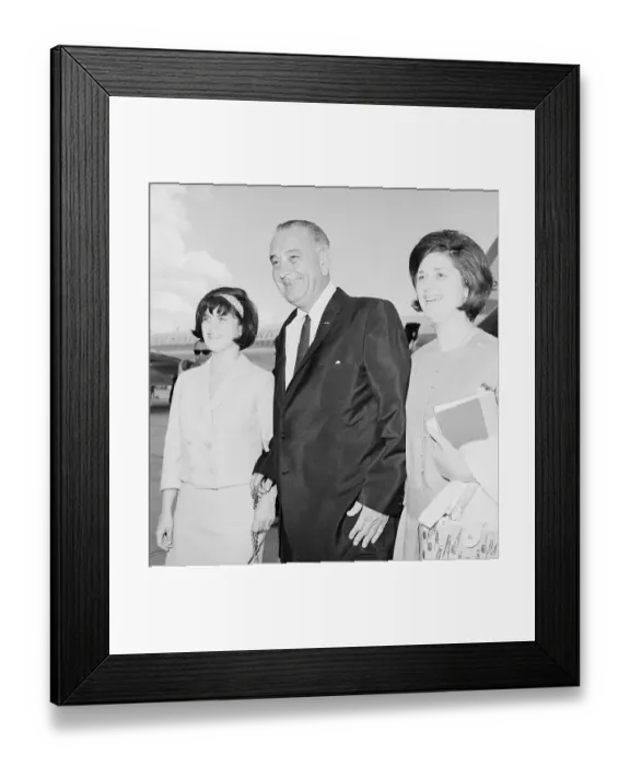 Framed Print : Lyndon B Johnson And Daughters In Texas Framed Print : Lyndon B Johnson And Daughters In Texas