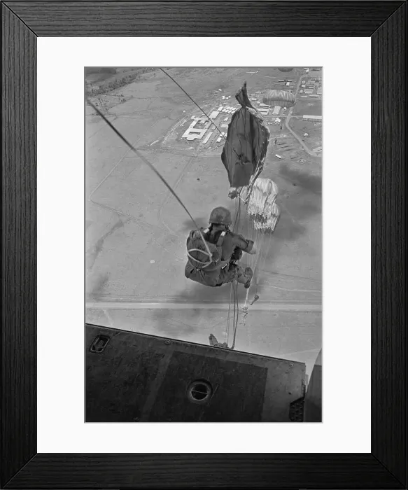 Framed Print : Paratrooper Jumping from Plane Framed Print : Paratrooper Jumping from Plane