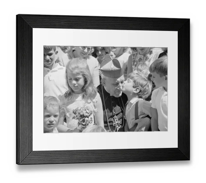 Framed Print : John F. Kennedy Jr. Giving Richard Cushing a Kiss Framed Print : John F. Kennedy Jr. Giving Richard Cushing a Kiss
