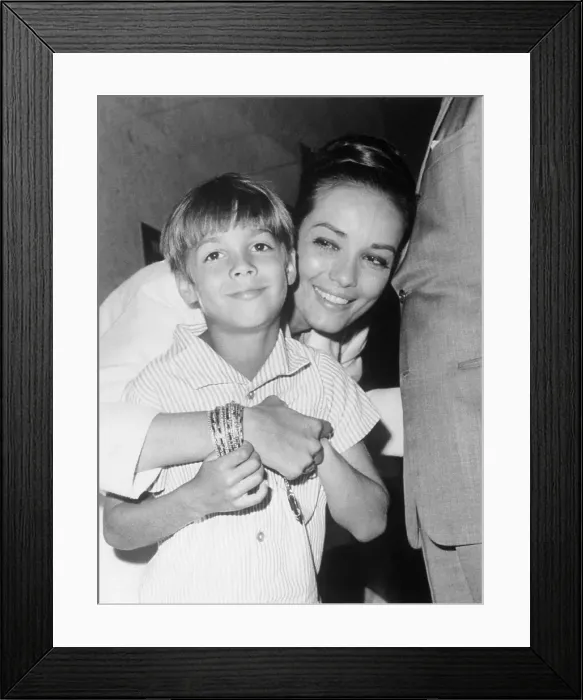 Framed Print : Anna Kashfi Smiling with Her Son Framed Print : Anna Kashfi Smiling with Her Son