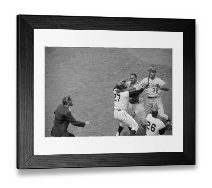 Framed Print : Juan Marichal in Fight with Catcher Johnny Roseboro Framed Print : Juan Marichal in Fight with Catcher Johnny Roseboro