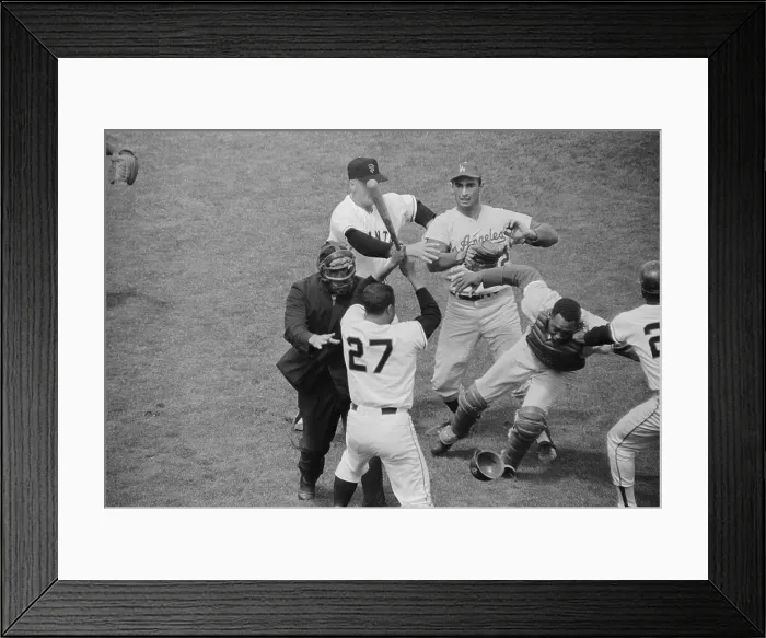 Framed Print : Baseball Coach and Players Try to Break up Fight Framed Print : Baseball Coach and Players Try to Break up Fight