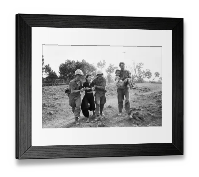 Framed Print : Marines Help Wounded Vietnamese
