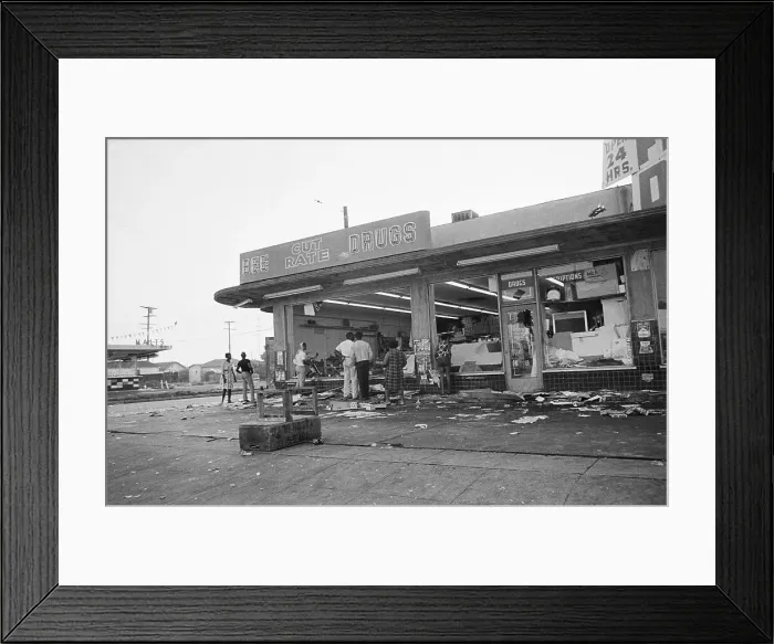 Framed Print : African Americans Check Riot Damage Framed Print : African Americans Check Riot Damage