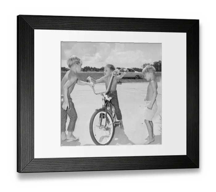 Framed Print : Pete Conrad's Children Arguing over Bicycle Framed Print : Pete Conrad's Children Arguing over Bicycle