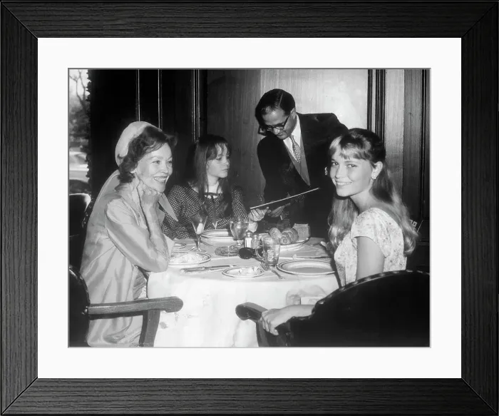 Framed Print : Mia Farrow Having Lunch with Mother and Sister Framed Print : Mia Farrow Having Lunch with Mother and Sister