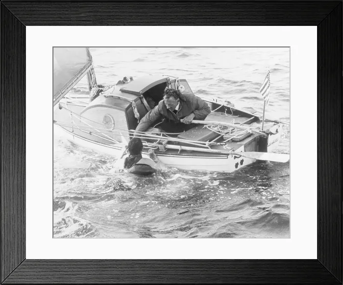 Framed Print : Reporter Swimming to Interview Sailor Framed Print : Reporter Swimming to Interview Sailor