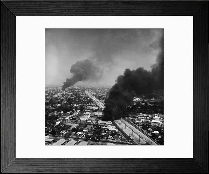 Framed Print : Fire Burning In Southeast Los Angeles Framed Print : Fire Burning In Southeast Los Angeles