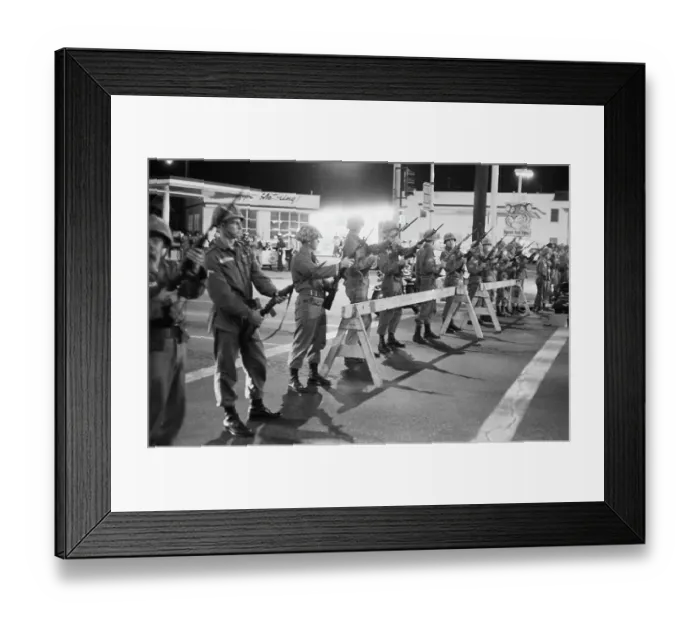 Framed Print : Line of Guardsmen at Barricade Framed Print : Line of Guardsmen at Barricade