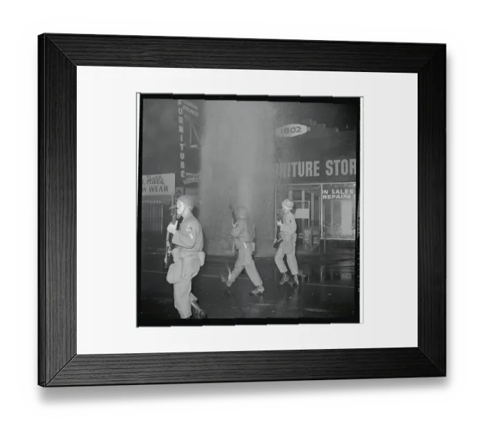 Framed Print : National Guard Walking in Watts During Riots Framed Print : National Guard Walking in Watts During Riots