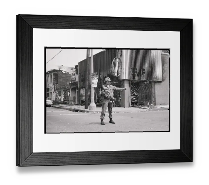 Framed Print : National Guardsman Directing Traffic Framed Print : National Guardsman Directing Traffic