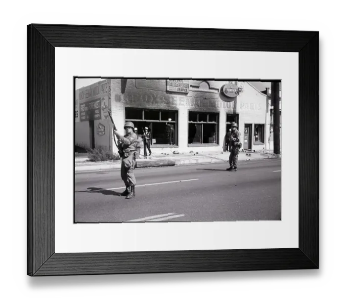 Framed Print : National Guardsmen Move Down Avalon St Framed Print : National Guardsmen Move Down Avalon St