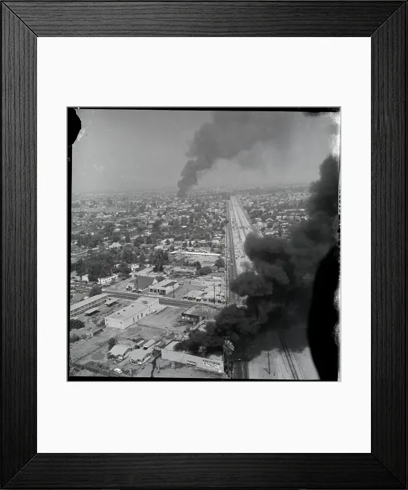 Framed Print : Los Angeles Riot From The Air Framed Print : Los Angeles Riot From The Air