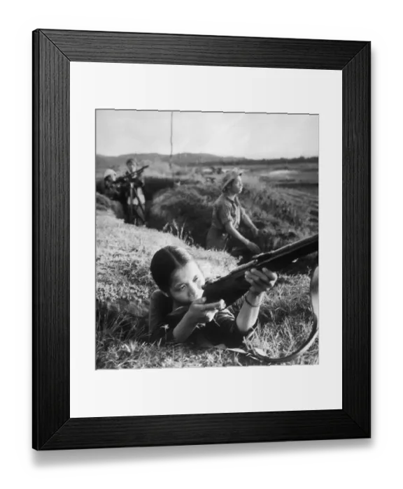 Framed Print : Factory Girl Holding Rifle Framed Print : Factory Girl Holding Rifle