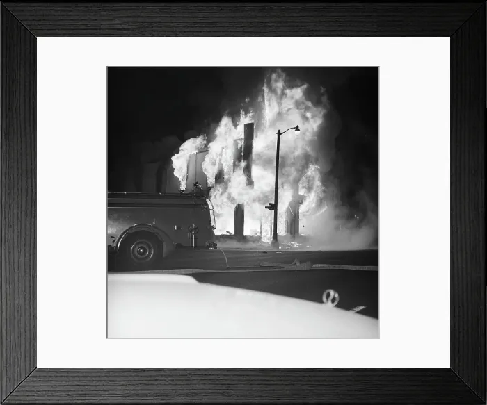 Framed Print : Burning Building During Riot Framed Print : Burning Building During Riot