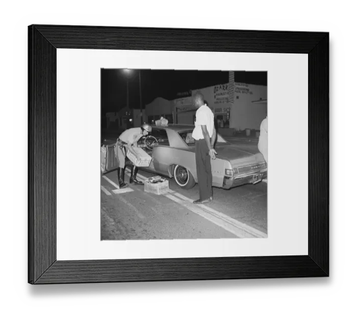 Framed Print : Sheriffs Searching Car During Watts Riots Framed Print : Sheriffs Searching Car During Watts Riots