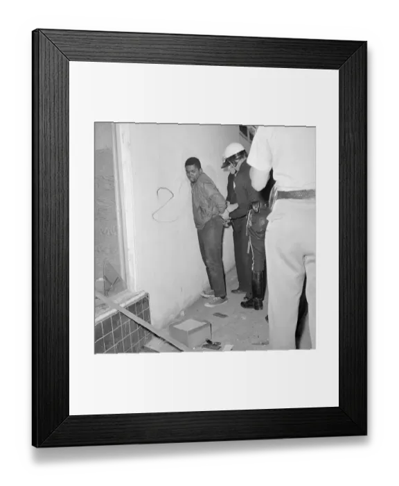Framed Print : Police Arresting Black Man Framed Print : Police Arresting Black Man
