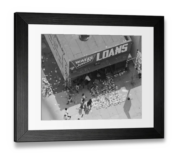 Framed Print : Rioters Break into Pawnshop in Watts Framed Print : Rioters Break into Pawnshop in Watts