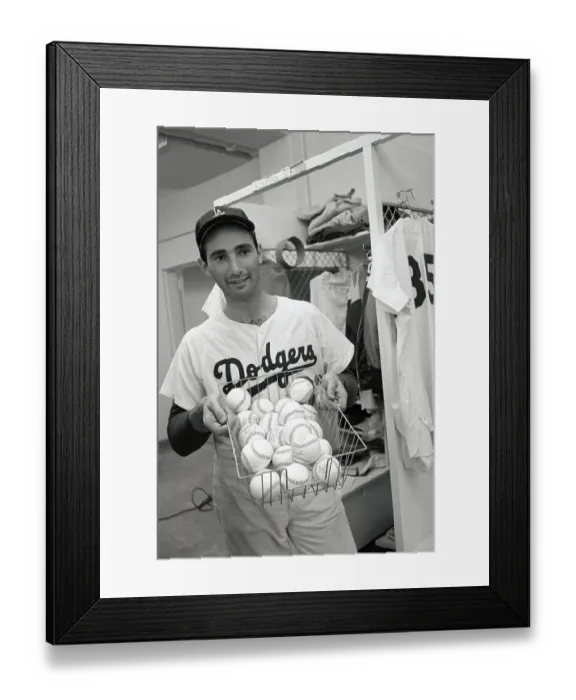 Framed Print : Sandy Koufax Holding Basketfull of Baseballs Framed Print : Sandy Koufax Holding Basketfull of Baseballs