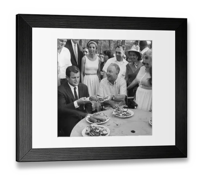 Framed Print : Edward Kennedy Holding plate of Food Framed Print : Edward Kennedy Holding plate of Food