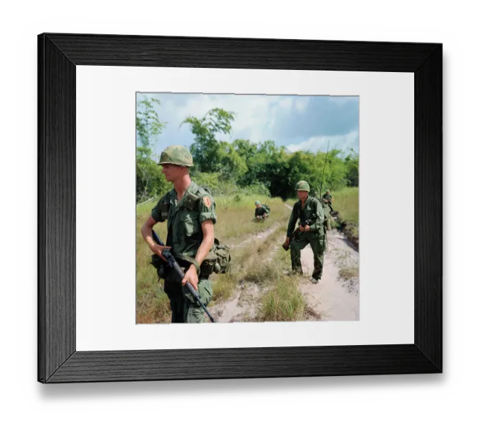 Framed Print : Troops Searching Jungle Framed Print : Troops Searching Jungle