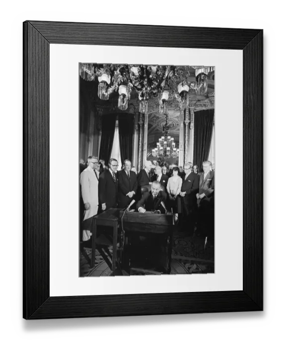 Framed Print : Johnson Signs Voting Rights Bill
