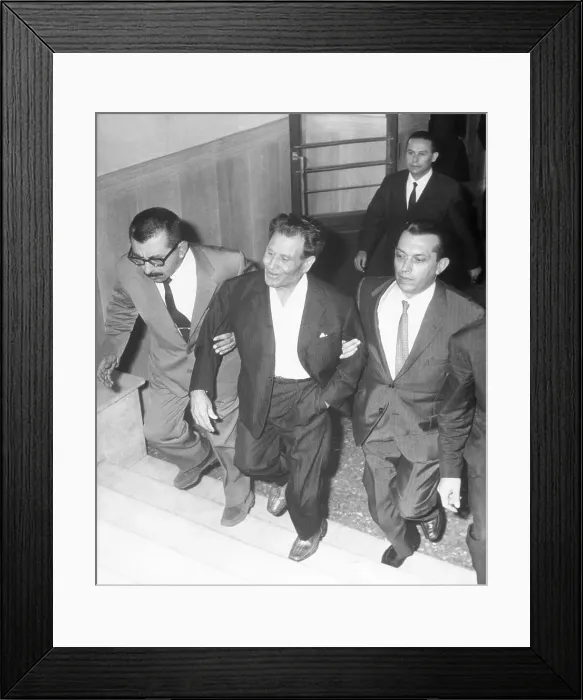 Framed Print : Frank Coppola Being Escorted From Police Station Framed Print : Frank Coppola Being Escorted From Police Station