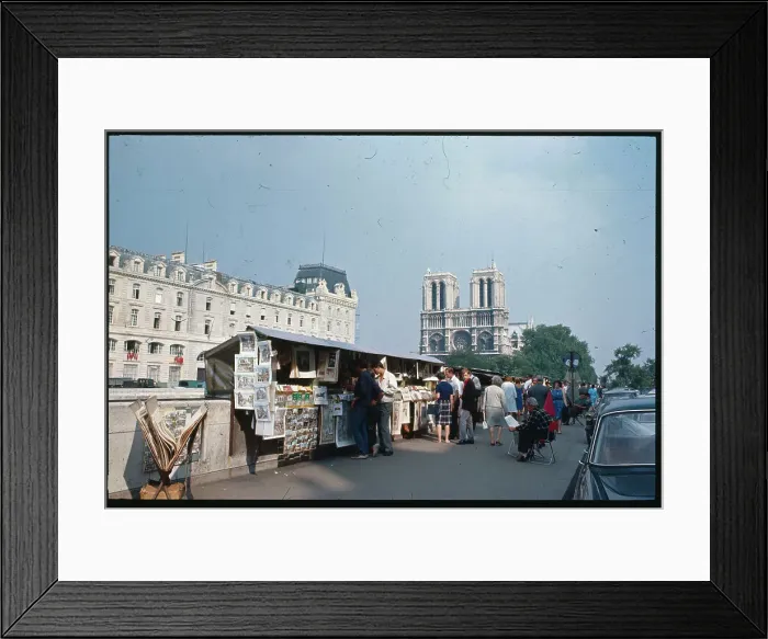 Framed Print : Market with Notre Dame in Background Framed Print : Market with Notre Dame in Background