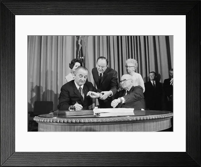 Framed Print : President Johnson Signing Medicare Bill