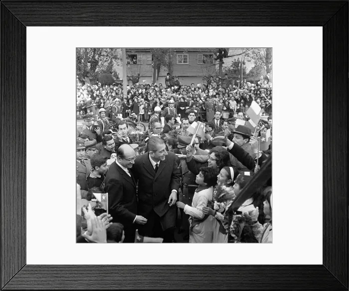 Framed Print : Chilean President Crowded by People Framed Print : Chilean President Crowded by People