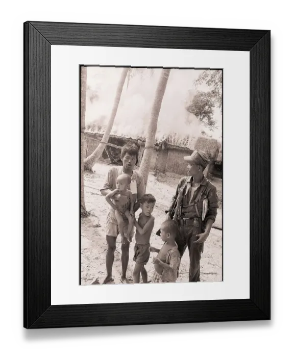 Framed Print : Marine with Viet Cong Man and Family Framed Print : Marine with Viet Cong Man and Family
