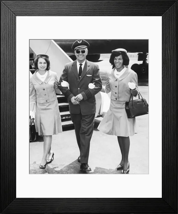 Framed Print : Pilot Escorts Two Flight Attendants Framed Print : Pilot Escorts Two Flight Attendants