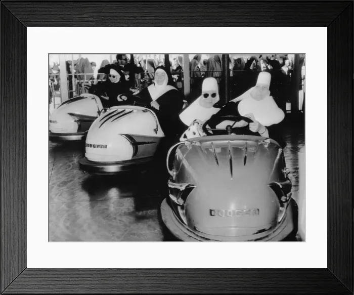 Framed Print : Nuns In Bumper Cars Framed Print : Nuns In Bumper Cars